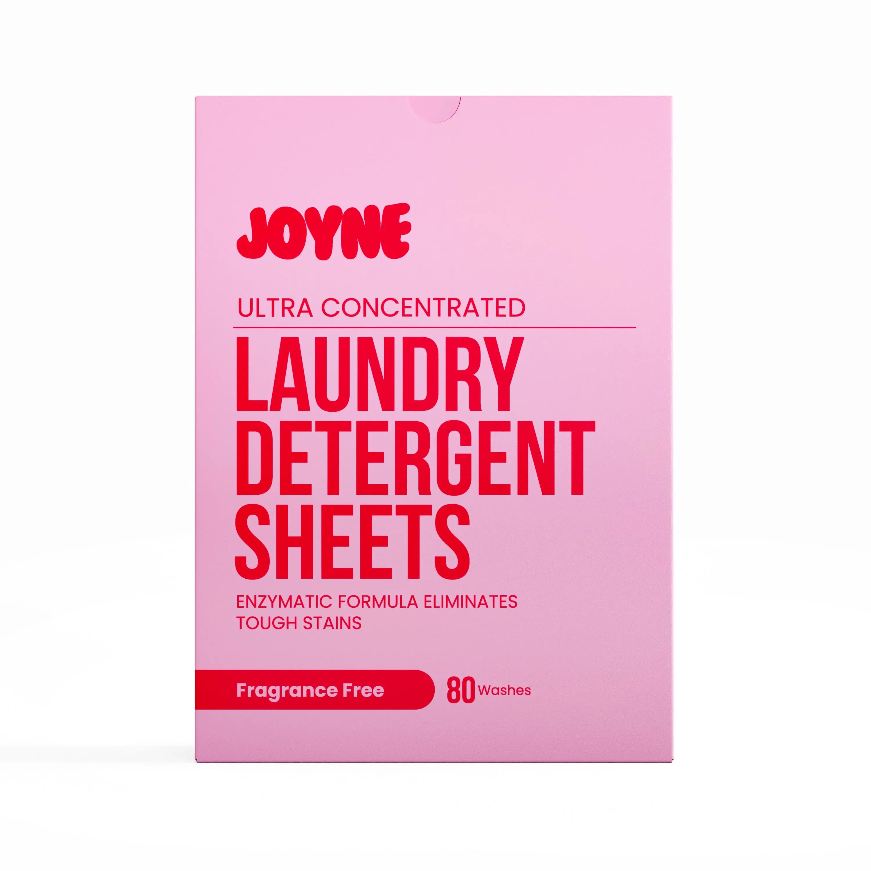 Pink box of JOYNE laundry detergent sheets