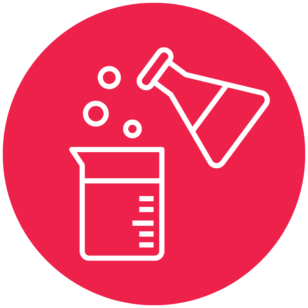 Symbol of some chemicals being mixed