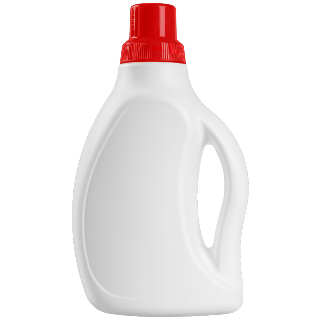 A bottle of traditional laundry detergent with no branding or wording on it