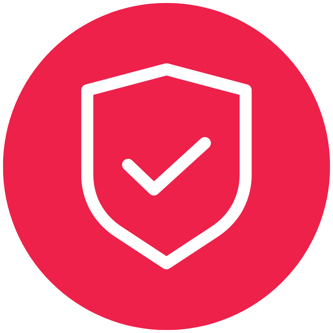 Symbol of a shield with a tick